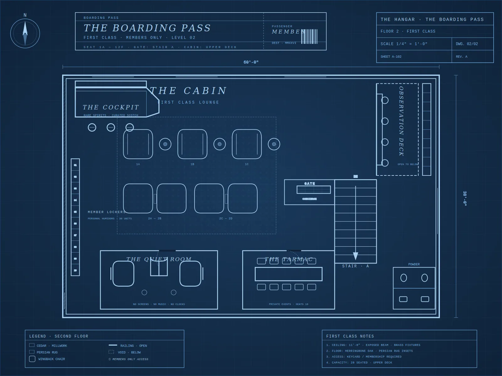 The Boarding Pass — Second Floor Blueprint