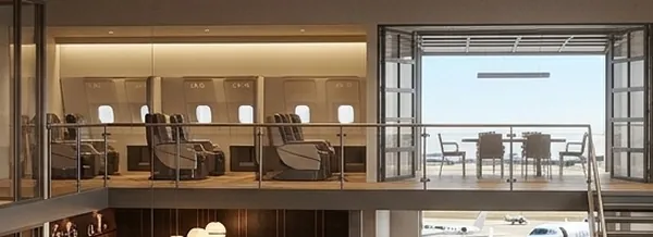 The Boarding Pass first-class members lounge upstairs